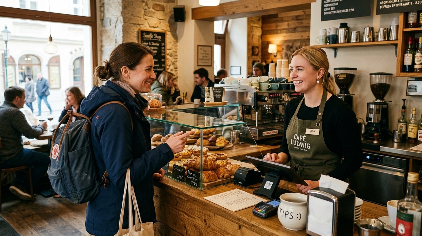 Typische Alltagssituation auf Englisch: Bestellen und Nachfragen im Café im Ausland